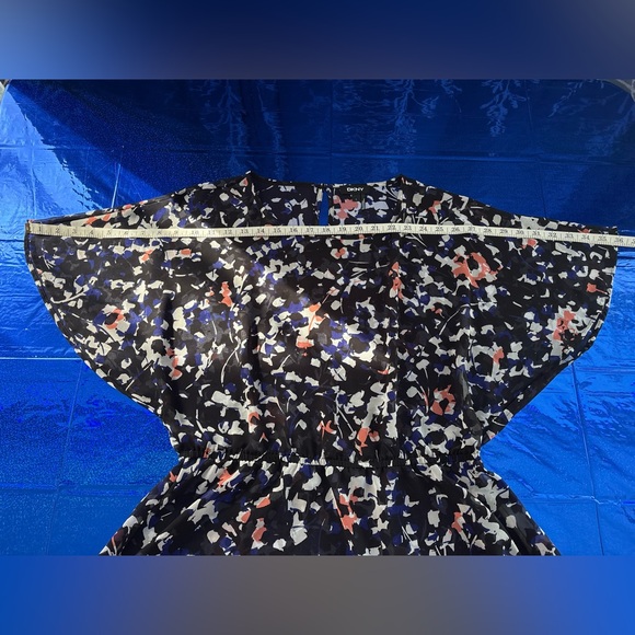 DKNY Black Multicolor Sheer Floral Blouse - Picture 6 of 10